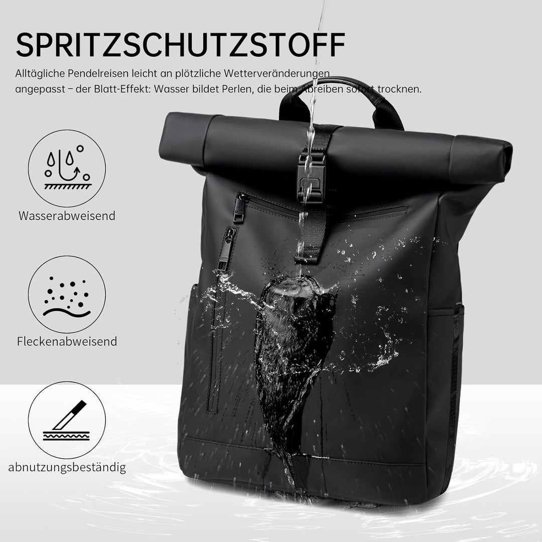 Rolltop Rucksack Herren Damen Grosser Laptop Rucksack Wasserdichter mit Computerfach 16 Zoll Rucksäc