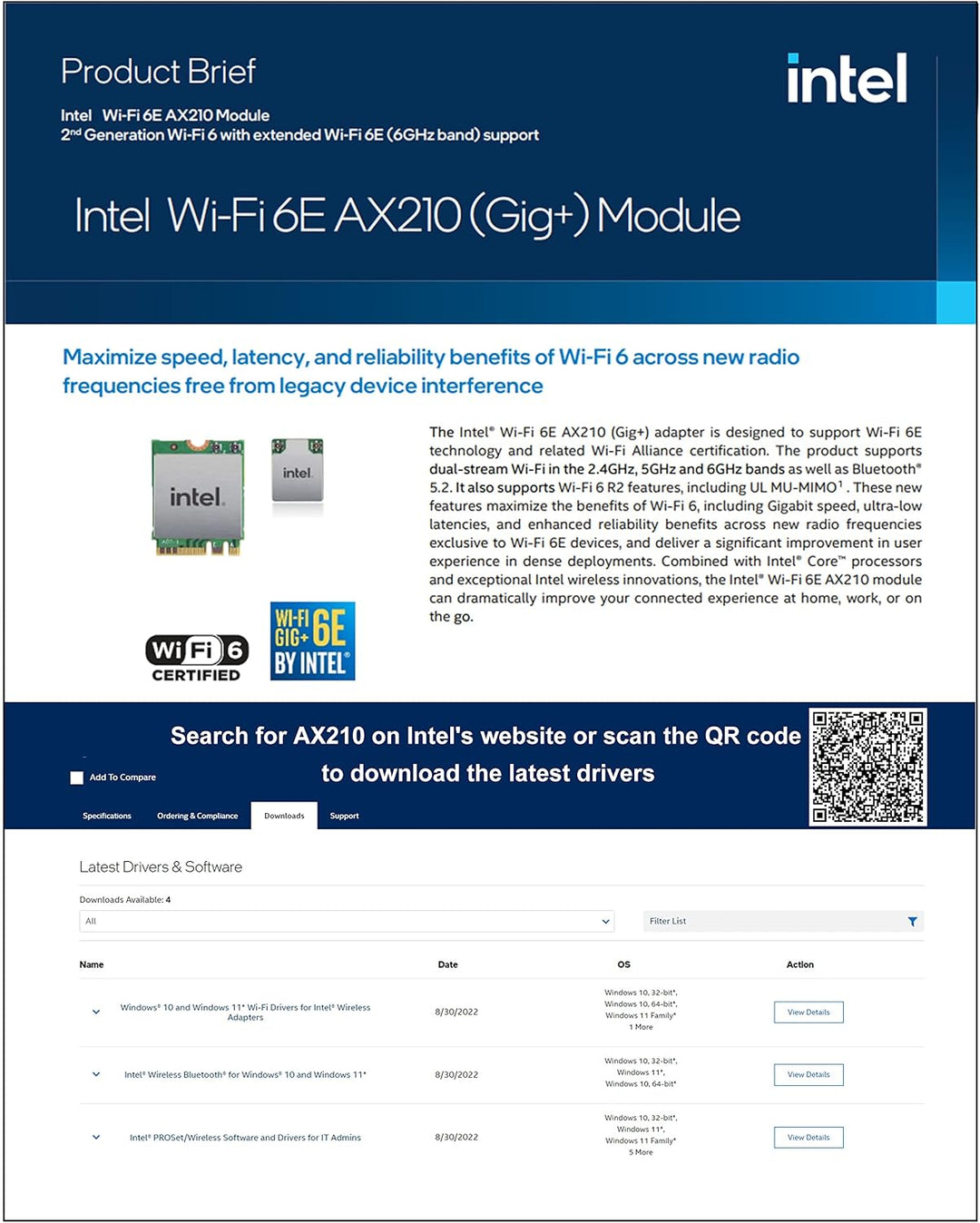 ZYT WLAN Karte PCIe WiFi 6E Bluetooth 5.2, Intel WiFi 6E AX210, Bis zu 5400Mbit/s PCIe WiFi 6 Karte,