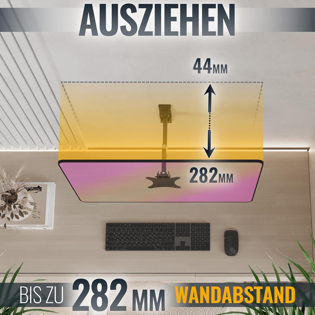 RICOO Wand-Monitorhalterung S7511 Schwenk-Neige-Fixierter PC-Bildschirm 13-27" (33-69 cm) Universal