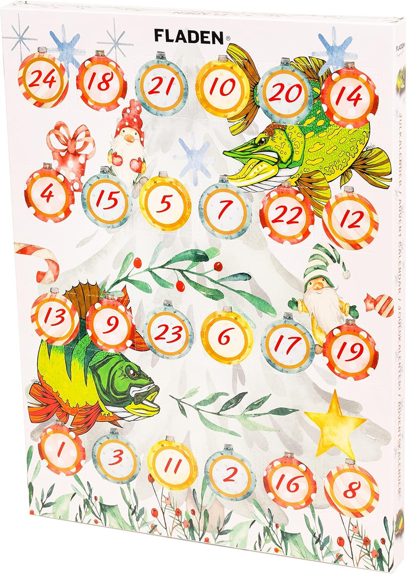 FLADEN Fishing Raubfisch Angler Adventskalender - Weihnachtskalender Angel Advents Kalender - mit 24