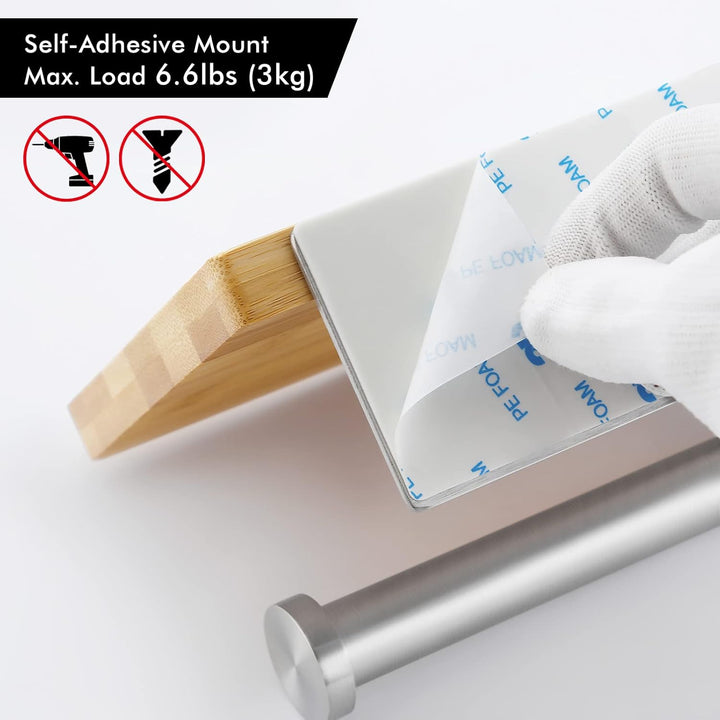 KES Toilettenpapierhalter ohne Bohren mit Bambus-Ablage Klopapierhalter Klorollenhalter WC Papier Ha