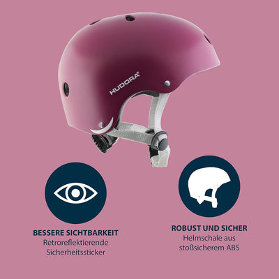 HUDORA Skaterhelm Robuster Kinderhelm - Fahrradhelm mit Air-Vent Belüftungssystem - Grössenverstellb