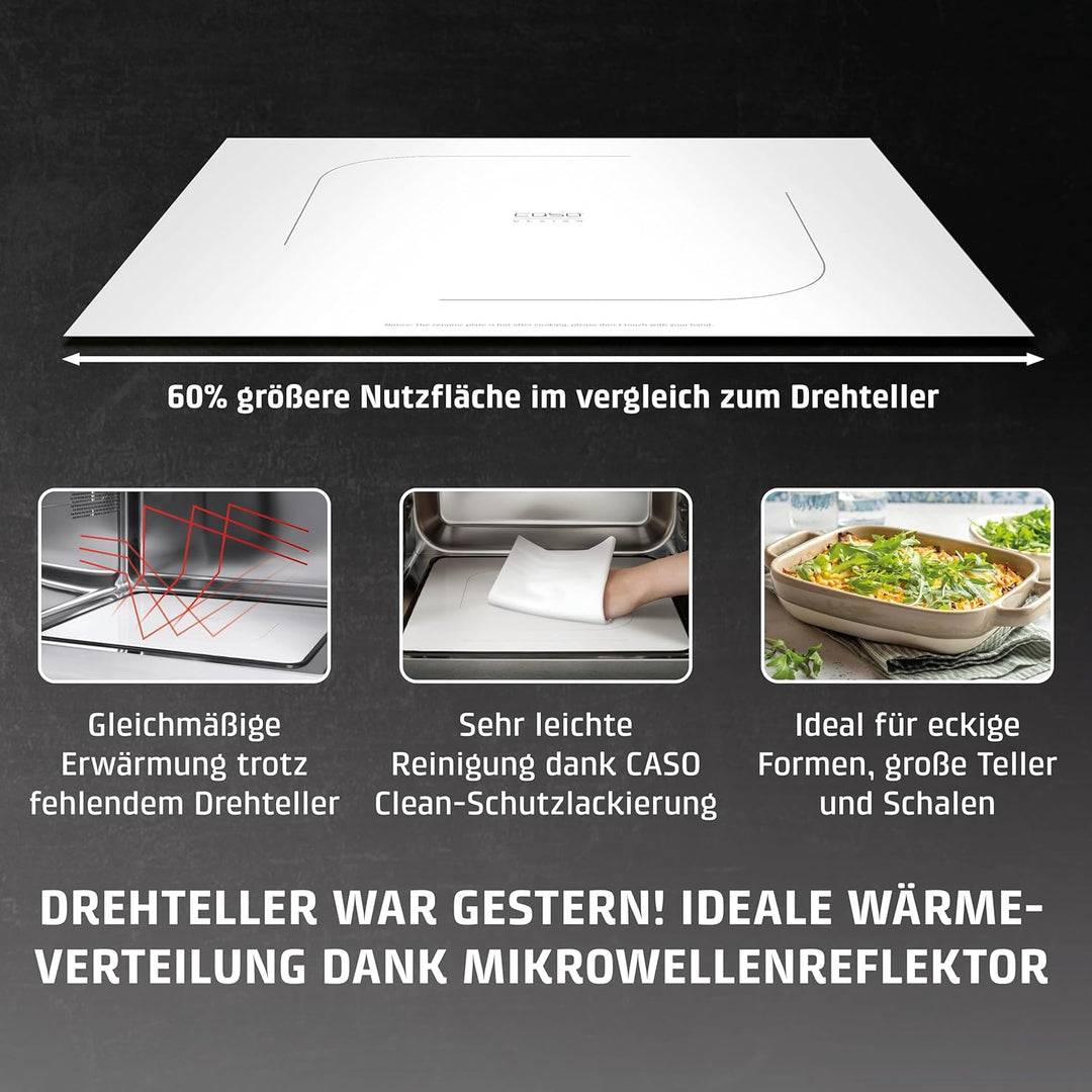 CASO MG 25 Ecostyle Ceramic - Design Mikrowelle mit Grill, grössere Nutzfläche dank CASOTEK Boden, 2
