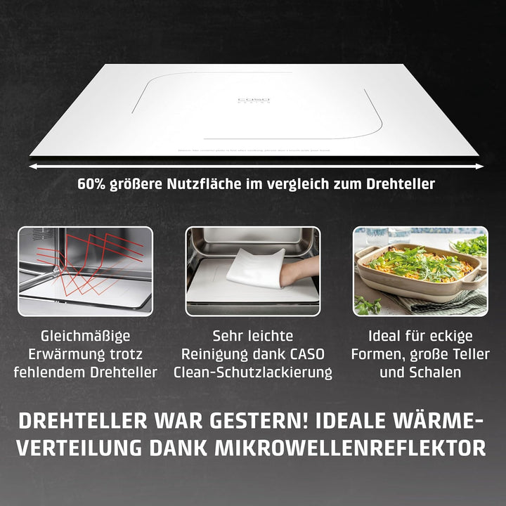 CASO | MG20 Ecostyle Ceramic 2-in-1 Mikrowelle mit Grill | Keramikboden, Grill-Rost, 20 L, 700 W, 10