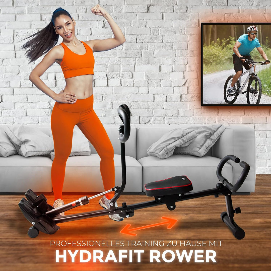 Verstellbares Rudergerät | HydraFit Rower| Multifunktionales Rudergerät | 12 Widerstandsstufen | Zäh