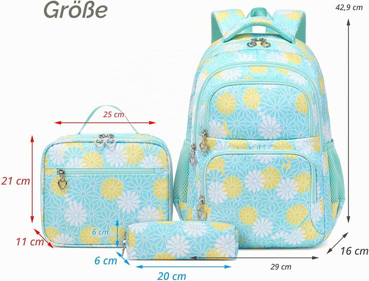 ZHIERNA Schulrucksack Mädchen Teenager Schule Rucksack Damen Schulranzen Kinder Schultasche mit Lunc