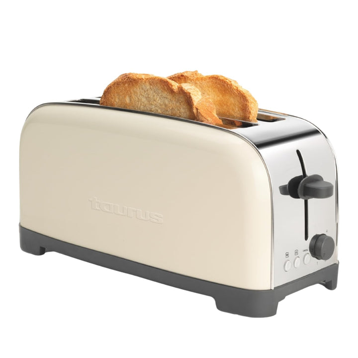 Taurus – Toaster Vintage Creme, 1500W, 2 extra lange Schlitze, 7 Bräunungsstufen, 3 Funktionen, Edel