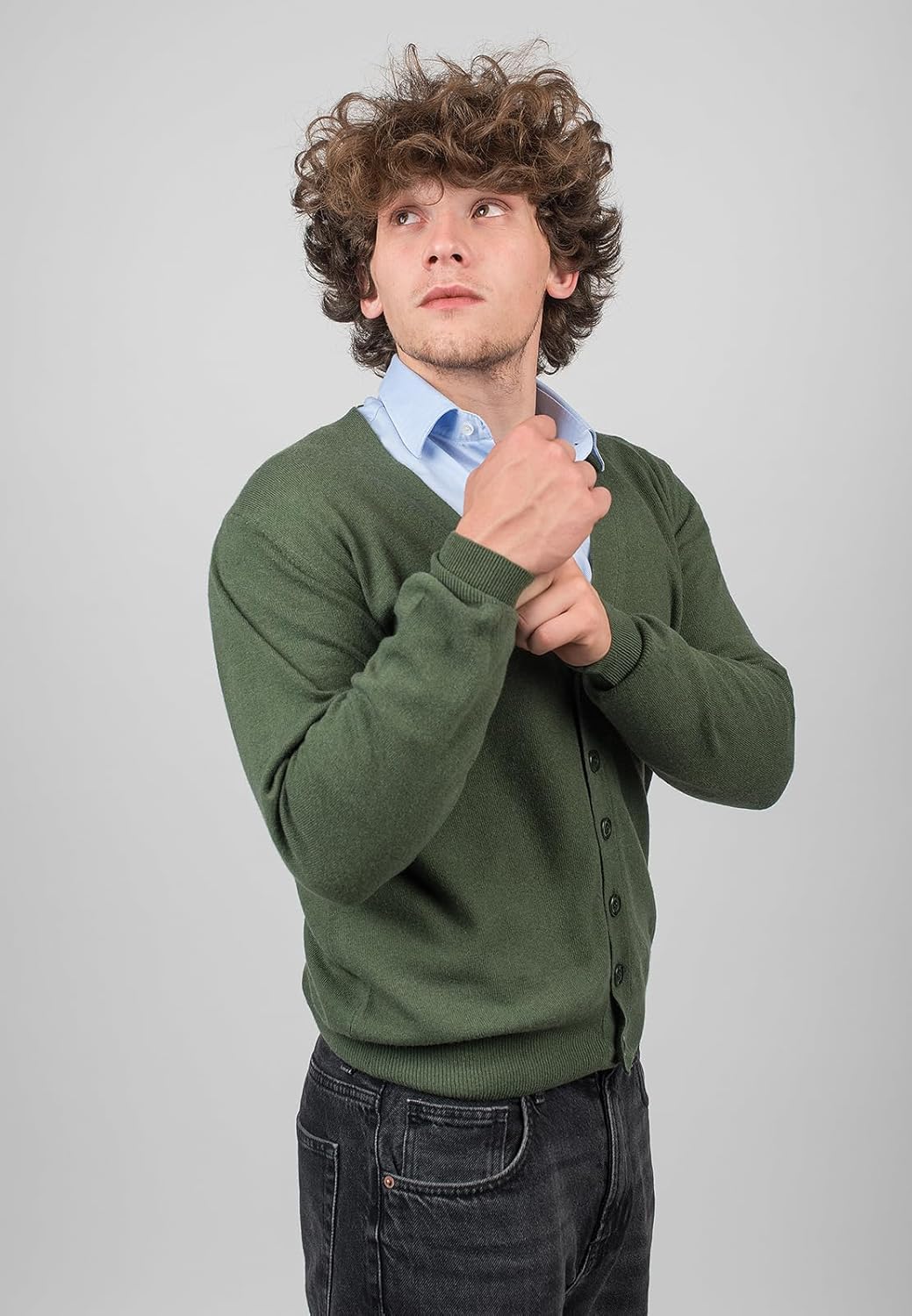 Dalle Piane Cashmere - Strickjacke aus gemischtem Kaschmir, Made in Italy - Herren L Khaki, L Khaki