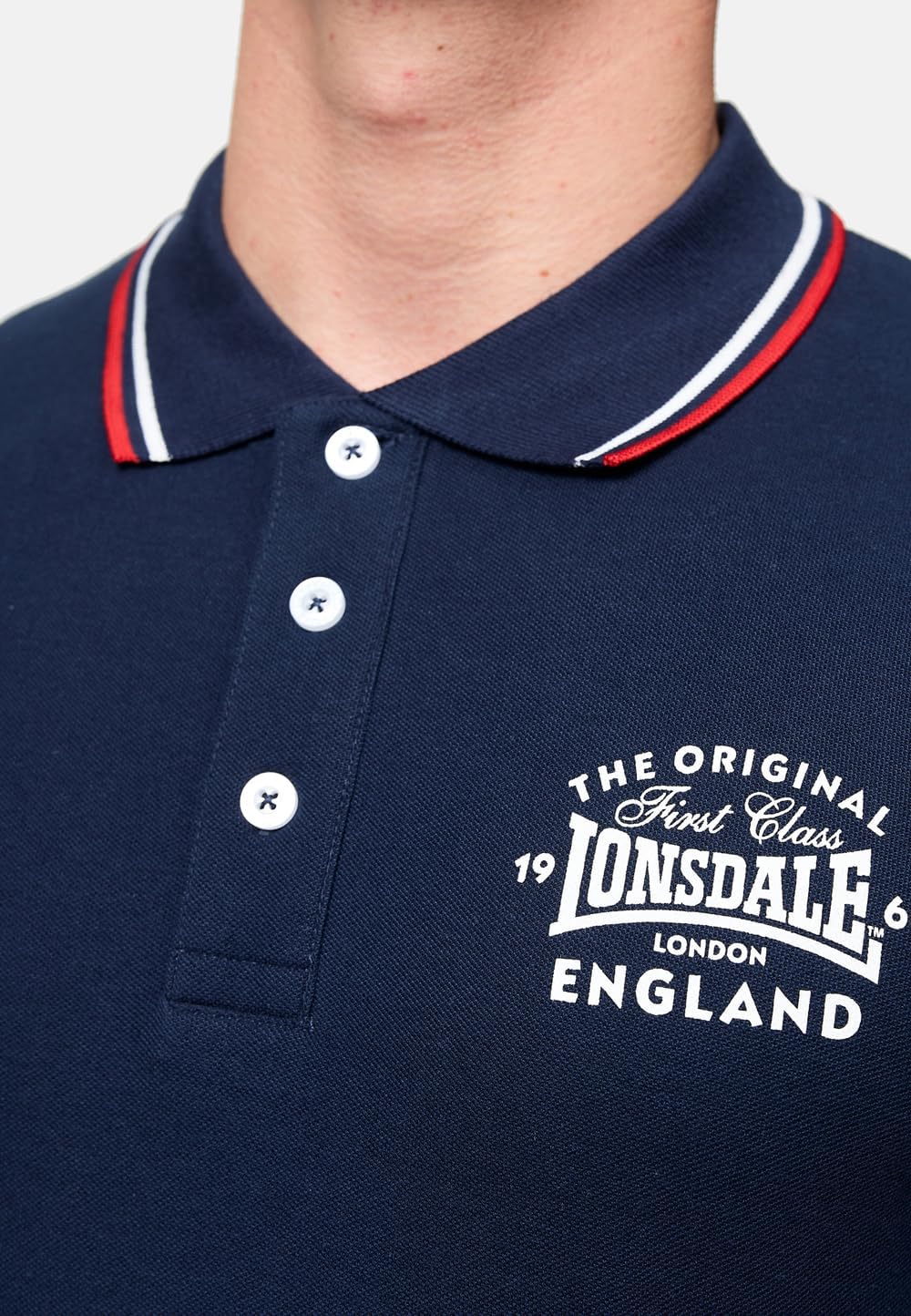 Lonsdale Herren Moyne Poloshirt S Navy/Red/White, S Navy/Red/White