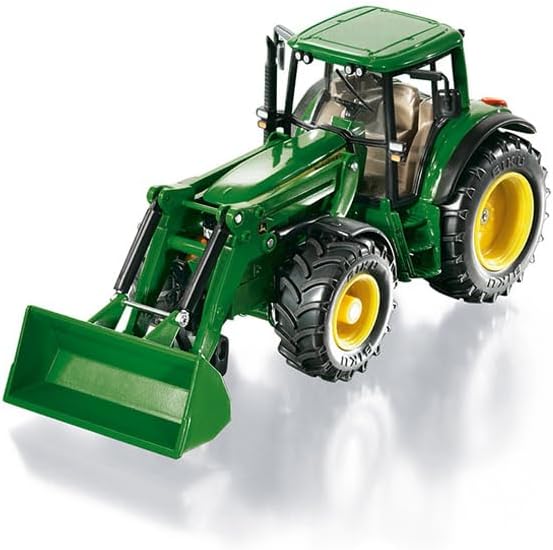 siku 3652, John Deere Traktor mit Frontlader, 1:32, Metall/Kunststoff, Grün, Beweglicher Frontlader,