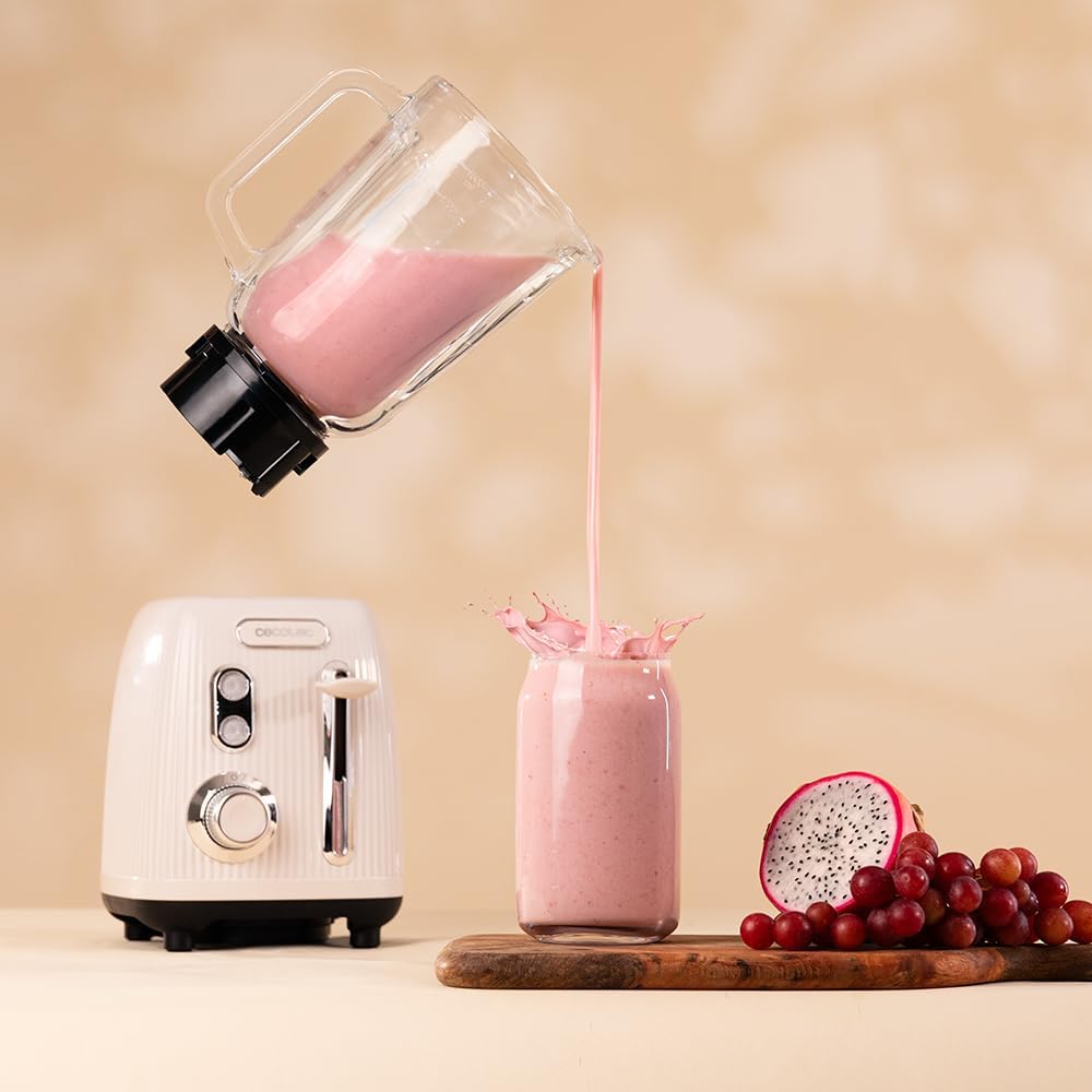 Cecotec Standmixer Retro Power Black Titanium RetroBeige. 1200W Maximale Leistung, 2 Geschwindigkeit