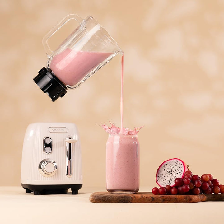 Cecotec Standmixer Retro Power Black Titanium RetroBeige. 1200W Maximale Leistung, 2 Geschwindigkeit