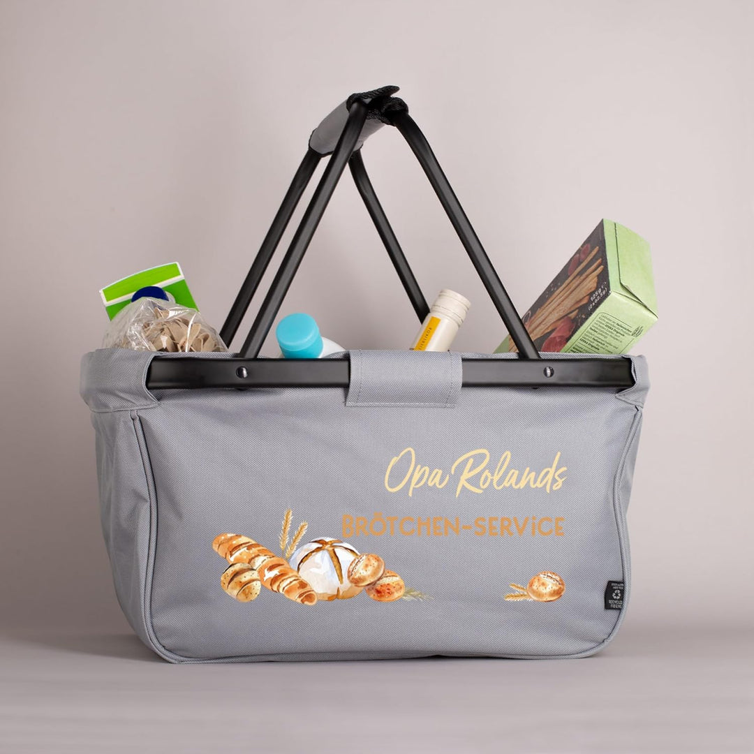 Herz & Heim® Einkaufskorb personalisiert/faltbar/modernes Design/Geschenk-Idee für Jedermann (Gebäck