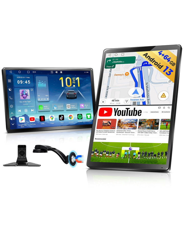 URVOLAX 10,1" Drehbares Apple CarPlay: Android 13 Wireless Android Auto Display mit Google Play - Ma