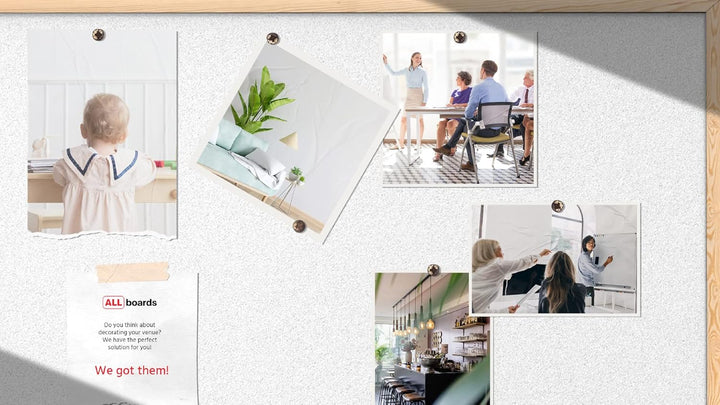 ALLboards Weiss Pinnwand mit Holz Rahmen 90x60cm Korktafel Korkwand Pinnwand Kork Farbiger Kork 90x6