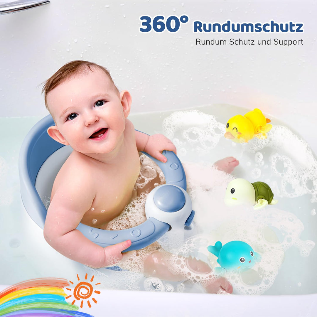 Baby Badesitz - Badewannensitz ab 6 bis 24 monate - Badewannen mit 4-starken Saugnäpfen und 360° Run