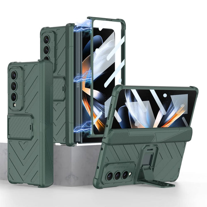 Miimall Handyhülle Kompatibel mit Samsung Galaxy Z Fold 4 Hülle mit Scharnierschutz, Hartes PC Stoss