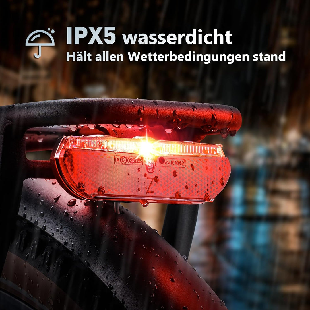 Led Fahrrad Rücklicht mit Bremslichtfunktion, USB-C Aufladbar | StVZO Zulassung Fahrradlicht Hinten,