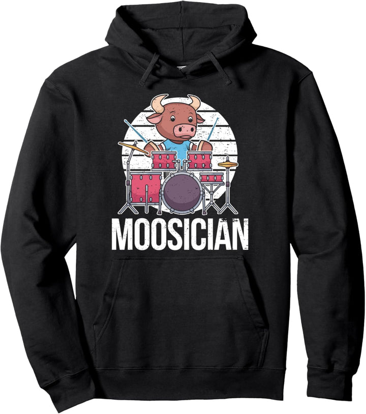 Schlagzeuger Kuh Drummer Stier Percussion Bulle Musiker Pullover Hoodie