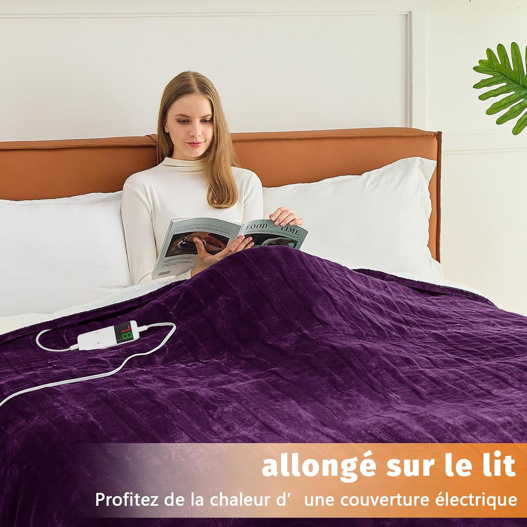 BOMOVA Heizdecke Wärmedecke mit Abschaltautomatik,Kuscheldecke flauschig Weihnachten,10 Heizstufen &