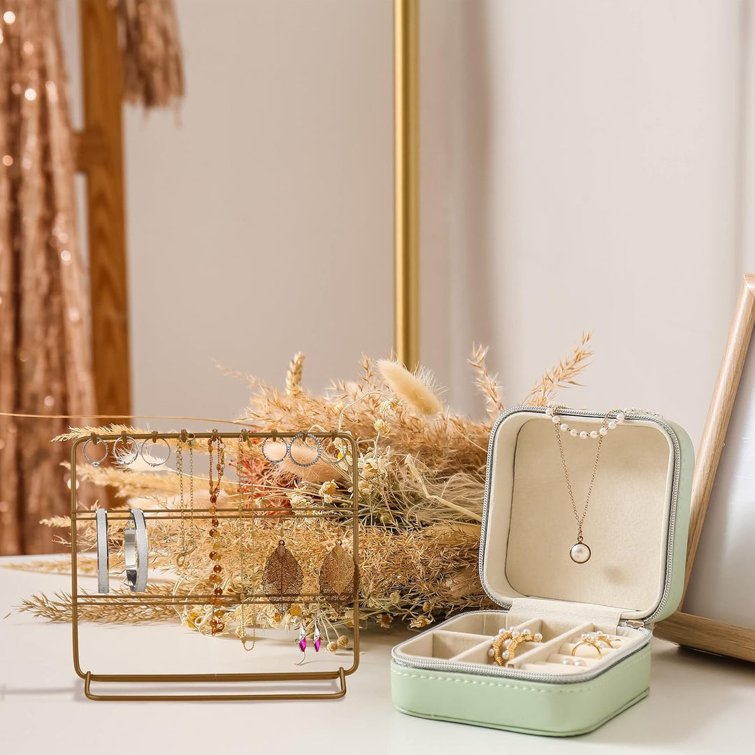 Relaxdays Schmuckständer, Ketten & Ohrringe, Schmuckaufbewahrung, HxBxT: 18 x 20 x 9 cm, Ohrringhalt