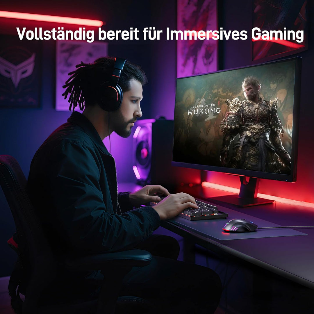 acer Gaming Maus mit Kabel 12800 DPI, Wired Computer Mouse Gaming mit Treiber, 1000Hz Abfragerate un
