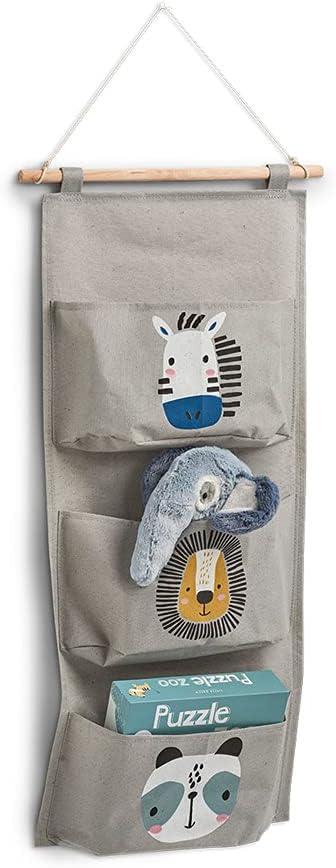 Zeller 14287 Hänge-Aufbewahrung "Animals", Baumwolle/Polyester, ca. 35x81,5 cm ca. 35 x 81,5 cm Grau