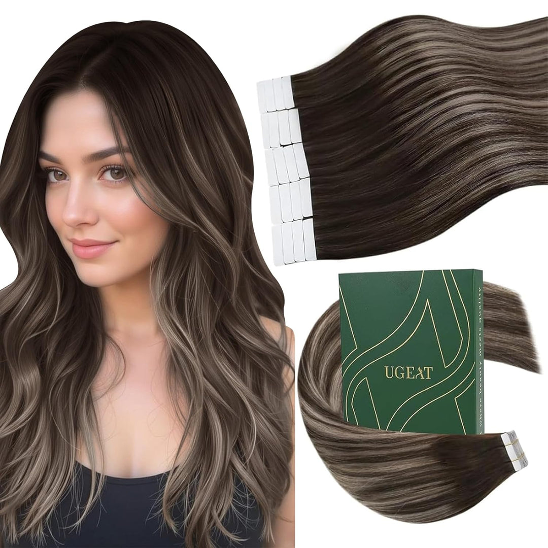 Ugeat Tape in Extensions Echthaar Kurz 30cm Remy Tape Extensions Echthaar Ombre Tape in Extensions D