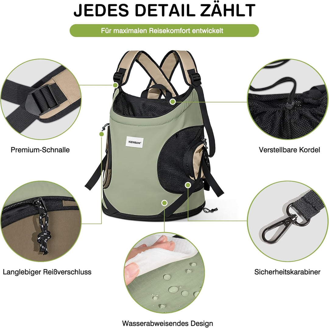 ALLSOPETS Hundetragerucksack, Tragbarer Haustiertragerucksack für Katzen Hunde Welpen, Integrierter