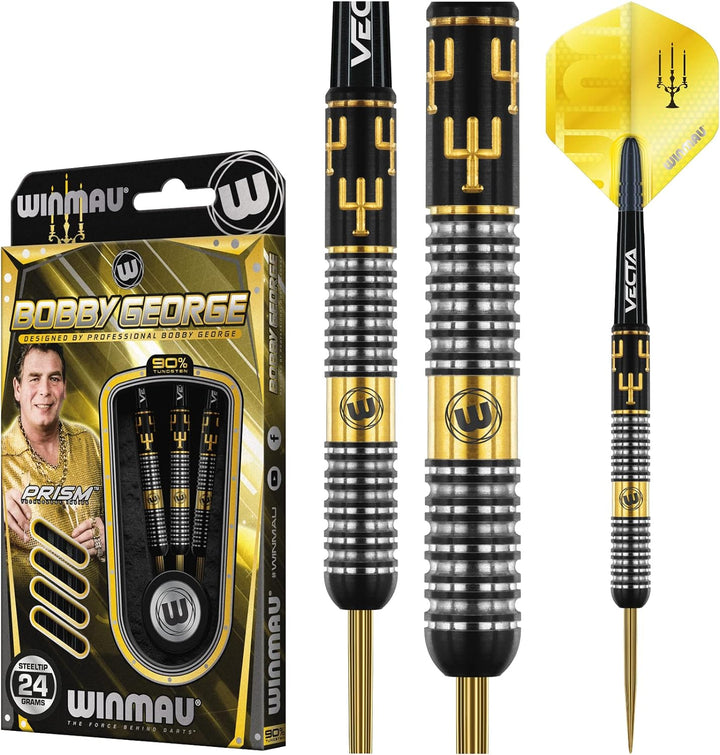 WINMAU Bobby George 24 Gramm Profi Wolfram Softip Dartpfeile Set mit Flights und Schäfte