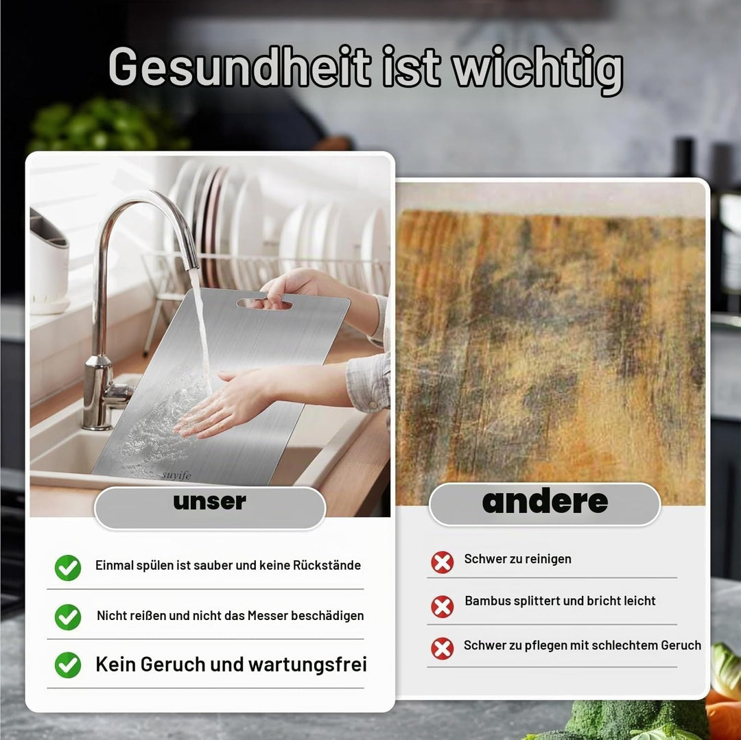 Titan Schneidebrett, Edelstahl Schneidebrett, Doppelseitiges Lebensmittel Grade, Edelstahl S304, BPA
