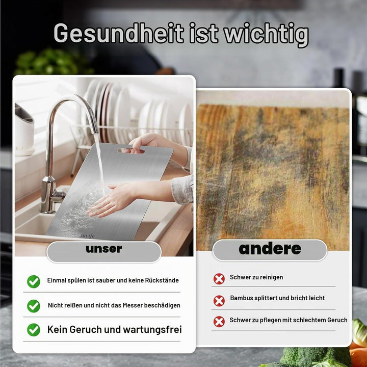 Titan Schneidebrett, Edelstahl Schneidebrett, Doppelseitiges Lebensmittel Grade, Edelstahl S304, BPA