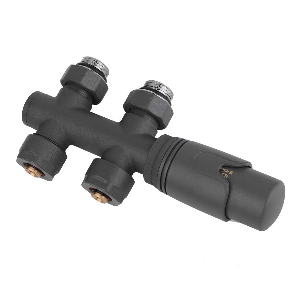 S SIENOC 3/4 bis 1/2 - H-Ventil Chrom Anschlussgarnitur Mittelanschluss/Radiator Valves Thermostat F
