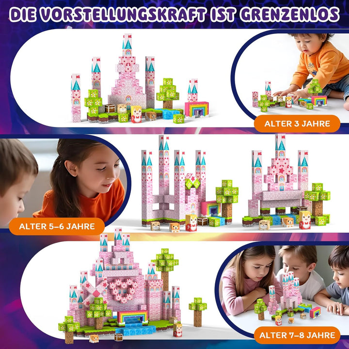 Magnetische Bausteine 100 PCS 2CM Magnetbausteine für Kinder ab 3 Jahre Magnetic Blocks, Montessori