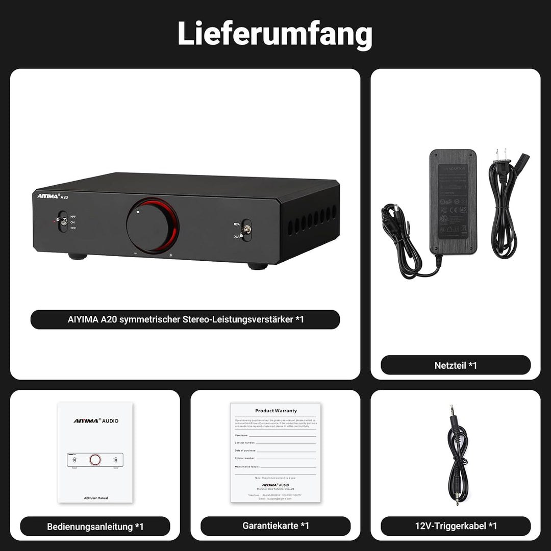 AIYIMA A20 Symmetrischer Stereoverstärker mit HPF-Einstellung Home HiFi 2.0/2.1 TPA3255 Desktop-Vers