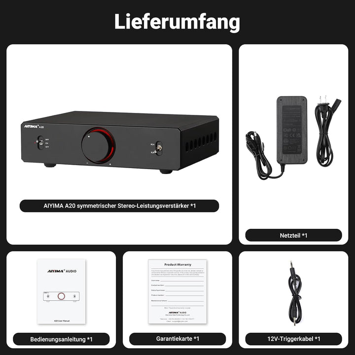 AIYIMA A20 Symmetrischer Stereoverstärker mit HPF-Einstellung Home HiFi 2.0/2.1 TPA3255 Desktop-Vers