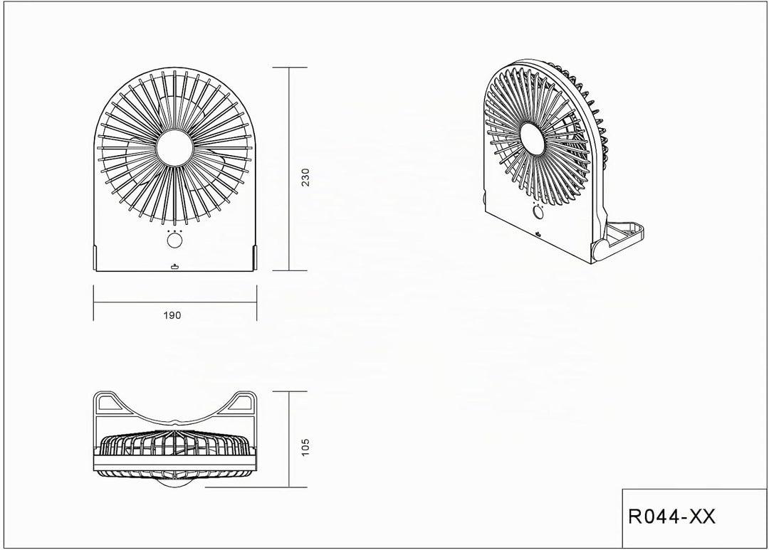 RL LIVE YOUR LIGHT Reality Leuchten Tisch Ventilator Breezy R044-01, Kunststoff Weiss matt, 2 Watt,