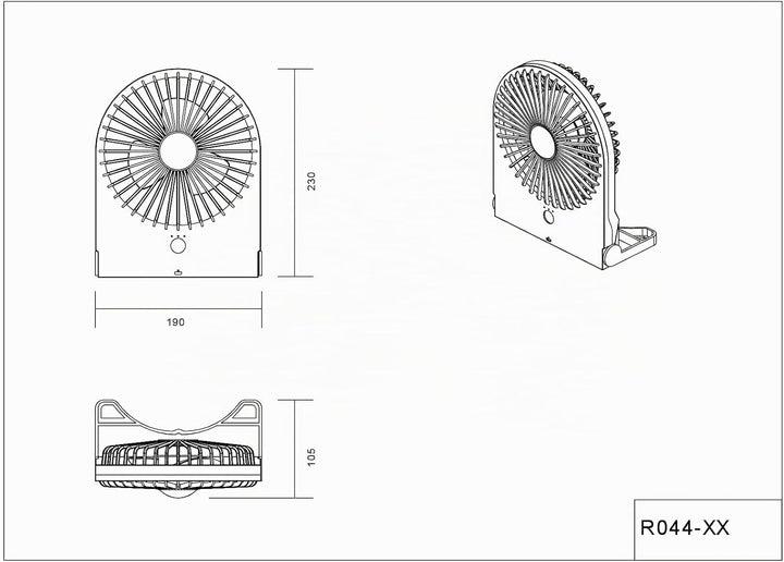 RL LIVE YOUR LIGHT Reality Leuchten Tisch Ventilator Breezy R044-01, Kunststoff Weiss matt, 2 Watt,
