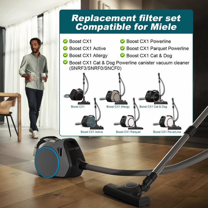 3 Stück Ersatz HEPA-Filter kompatibel mit Miele Boost CX1 Active/Allergy/Cat & Dog/Parquet PowerLine