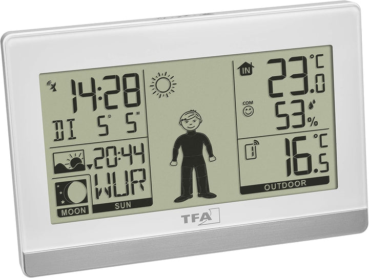 TFA Dostmann Digitale Wetterstation Weather Boy, 35.1159.02, Funk, mit Aussensensor, Innen-und Ausse
