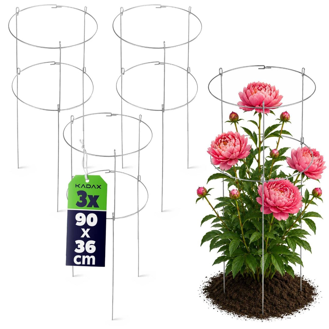 KADAX 3X Gartenstütze aus Stahl pulverbeschichtet Set, Pflanzehalter, Blumenstütze, Pflanzestütze, R