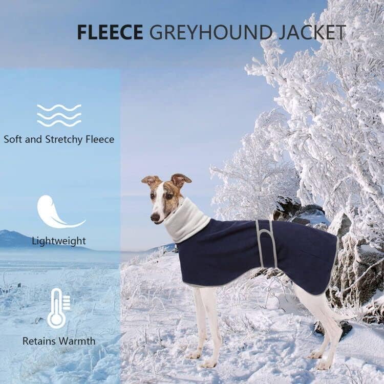 Geyecete Fleece Hundemantel Pullover für Windhunde,Whippet winterjacken Rollkragen Warmes Verstellba