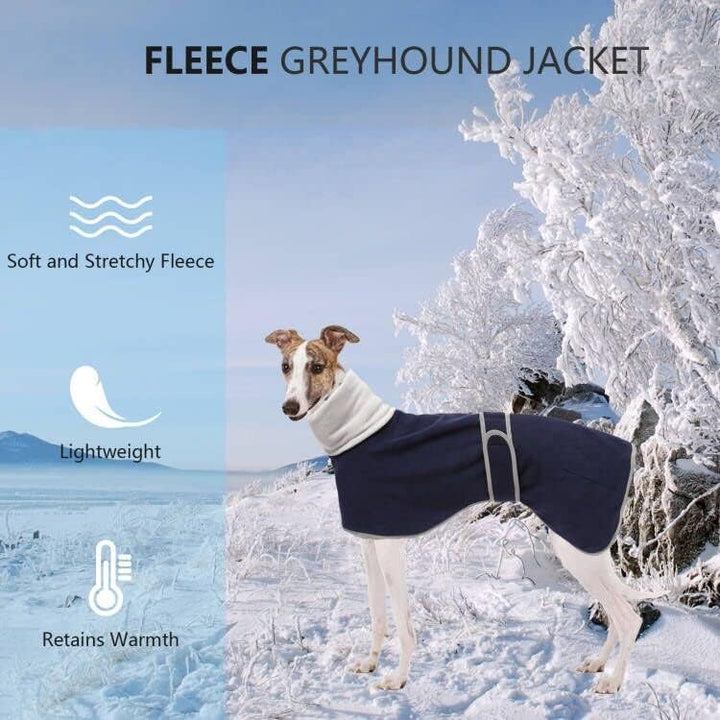 Geyecete Fleece Hundemantel Pullover für Windhunde,Whippet winterjacken Rollkragen Warmes Verstellba