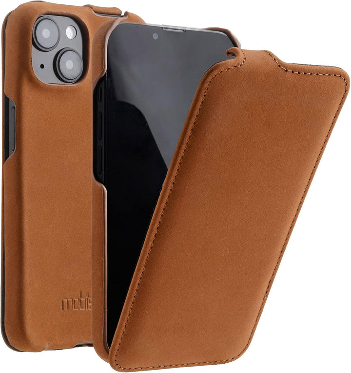 Mobiskin Hülle passend für Apple iPhone 14 (6,1 Zoll), Handyhülle mit echtem Leder, Case, Schutzhüll