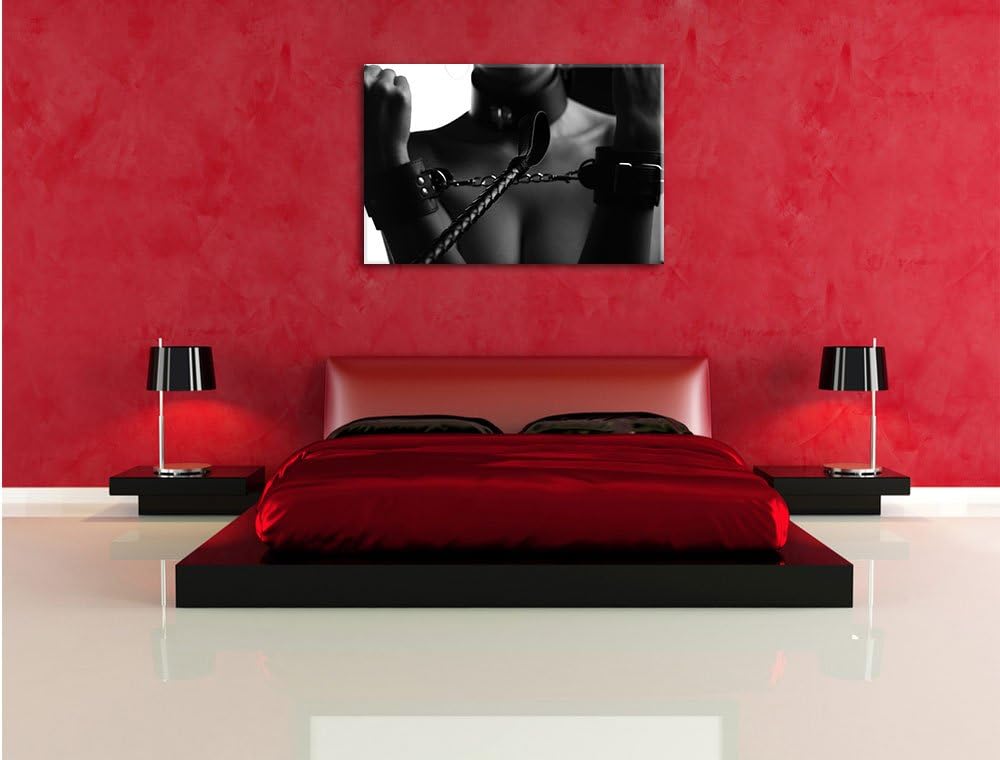Frau in Handschellen, Format: 100x70 auf Leinwand, XXL riesige Bilder fertig gerahmt mit Keilrahmen,