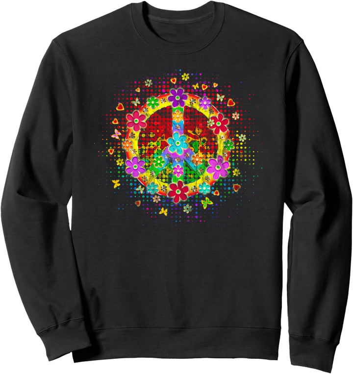 Peace Zeichen Frieden Symbol Flower Power Hippie Sweatshirt