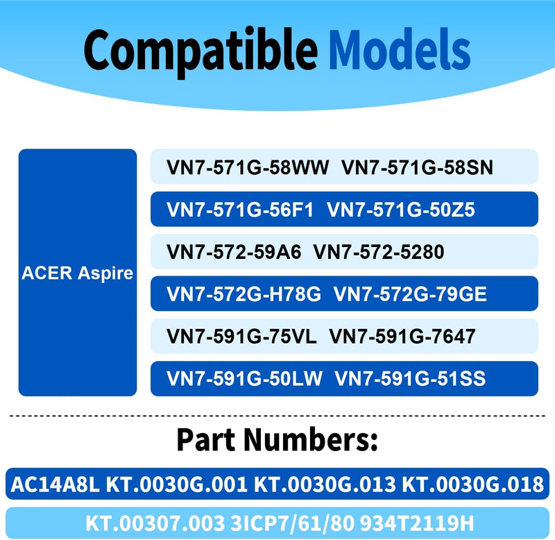 AC14A8L AC15B7L KT.0030G.001 Laptop Akku für Acer Aspire V15 Nitro VN7 VN7-571 VN7-571G VN7-572 VN7-