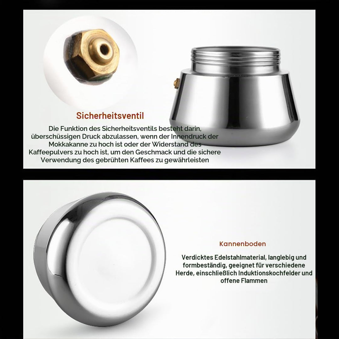Espressokocher aus Hochwertigen Edelstahl, Induktion, für alle Herdarten Geeignet 2-4 Tassen Italien