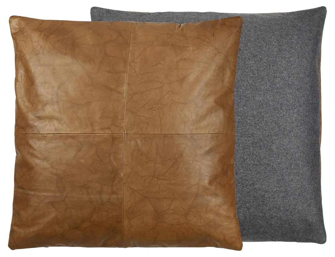 Södahl Lodge Leather Cushion 60 x 60 cm Black/Tobacco 60 x 60 x 13 cm Schwarz/Tobacco, 60 x 60 x 13