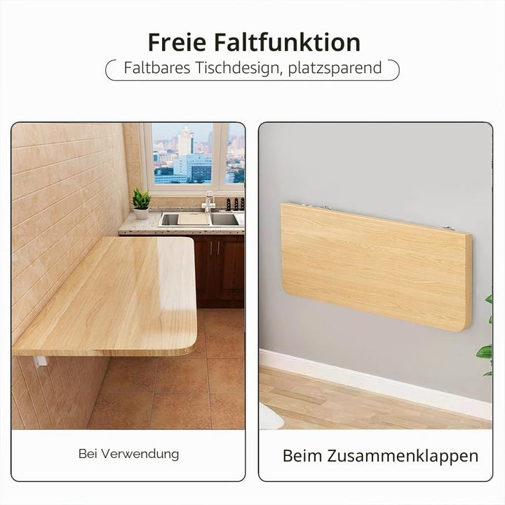 Wandtisch, klappbar, aus Holz, Küche, klappbar, Wandmontage, schwimmend, Computer-Schreibtisch, 60 x
